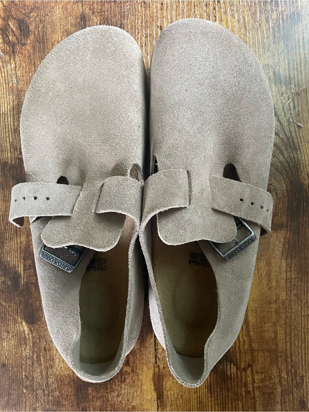 Birkenstock Suede London in Taupe - Sz 38 Medium/Narrow